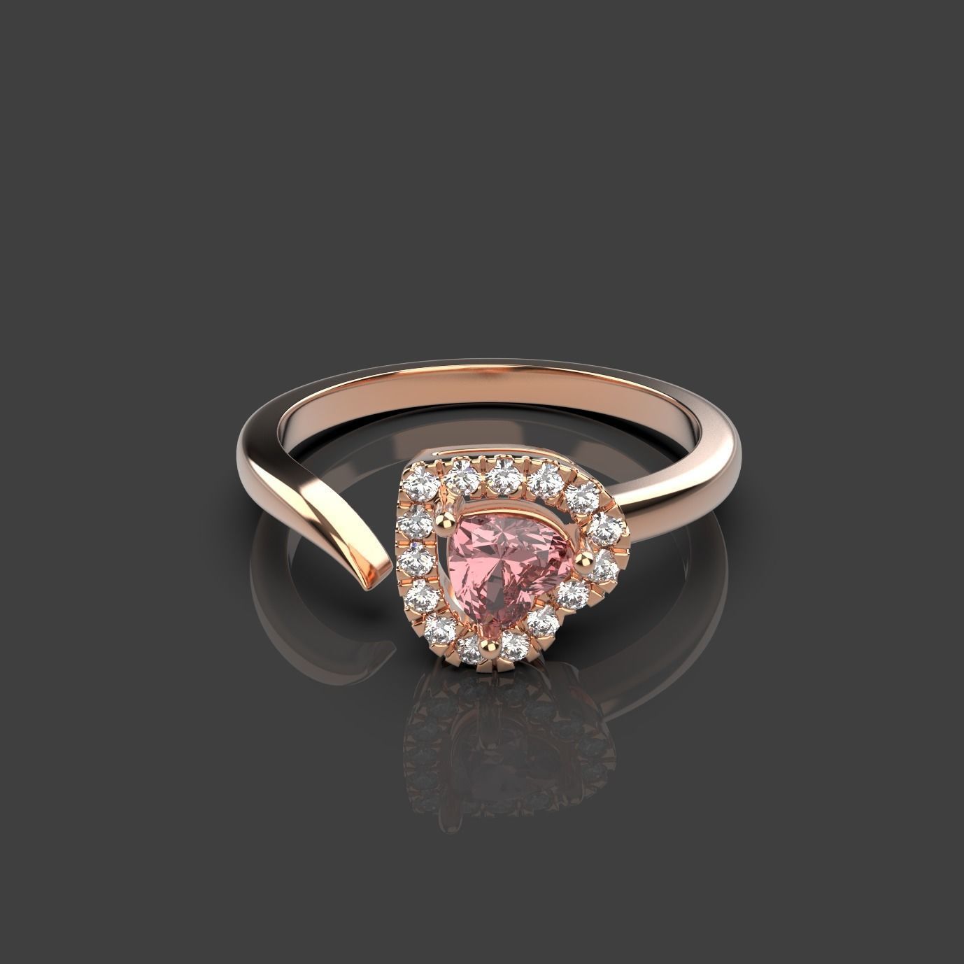 Heart Shaped Engagement Ring 3D print model_9