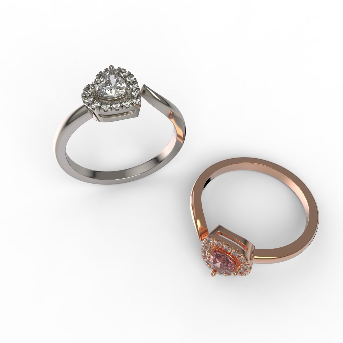 Heart Shaped Engagement Ring 3D print model_2