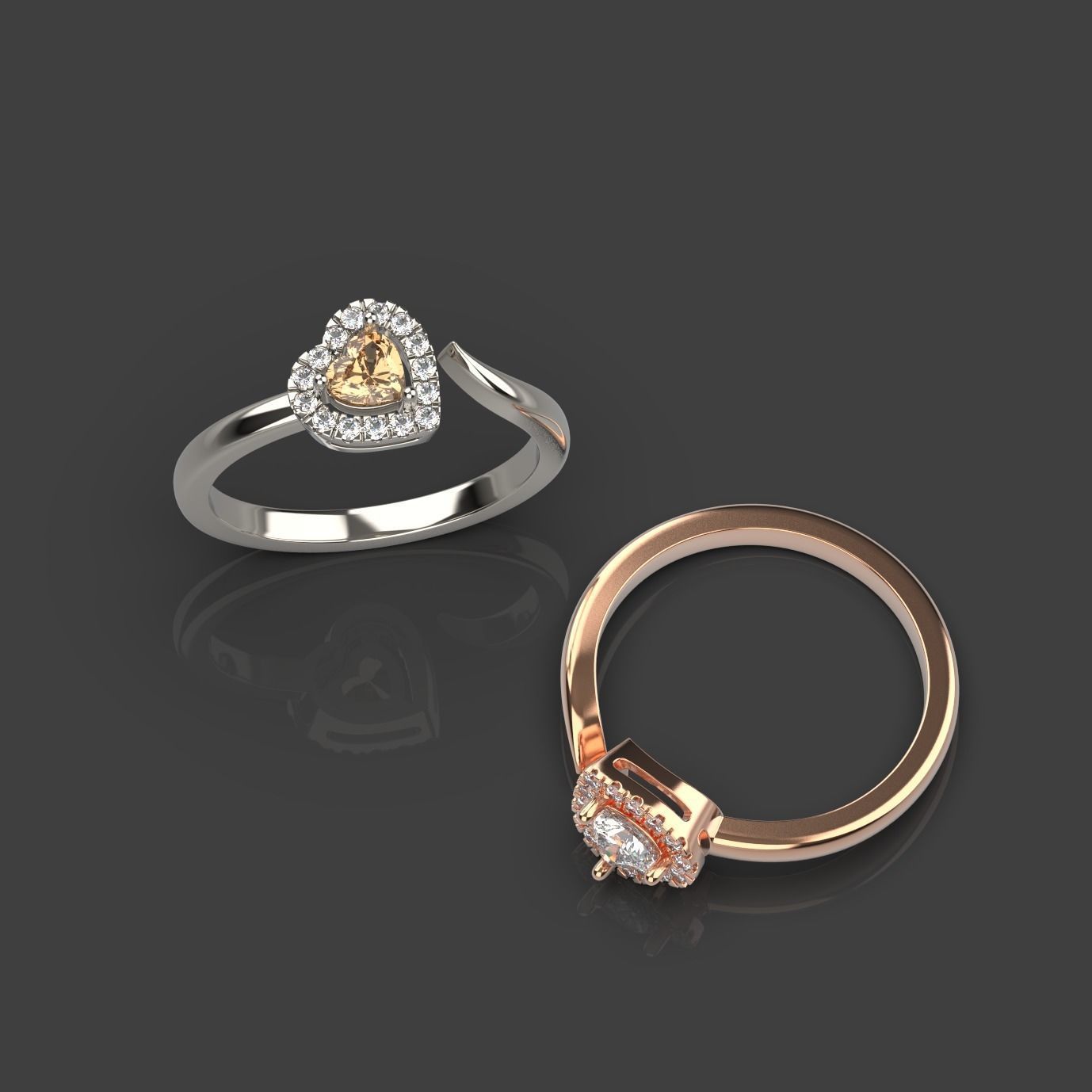 Heart Shaped Engagement Ring 3D print model_5
