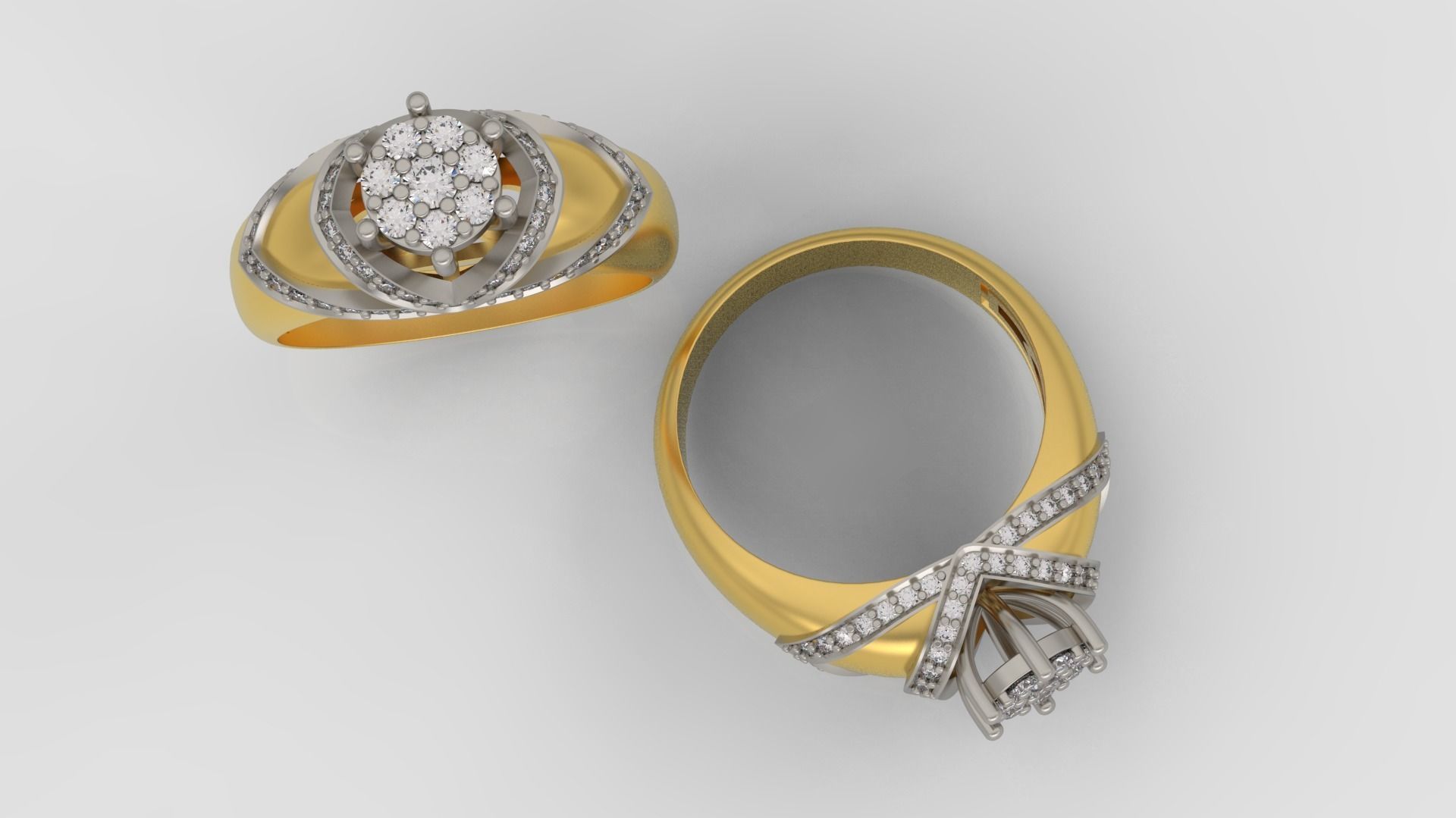 Ring and Earrings Diamond jewelry set 3d print modelC18 3D print model_5