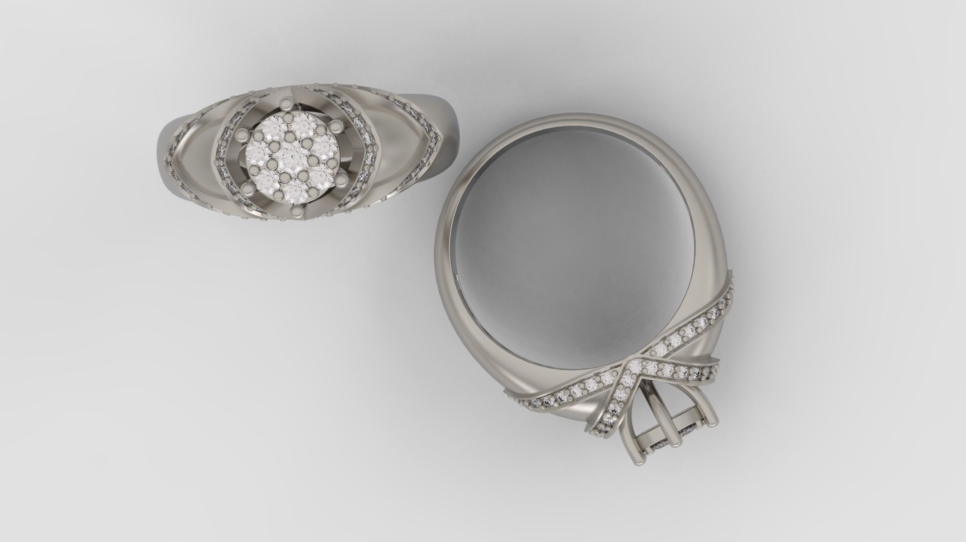 Ring and Earrings Diamond jewelry set 3d print modelC18 3D print model_7