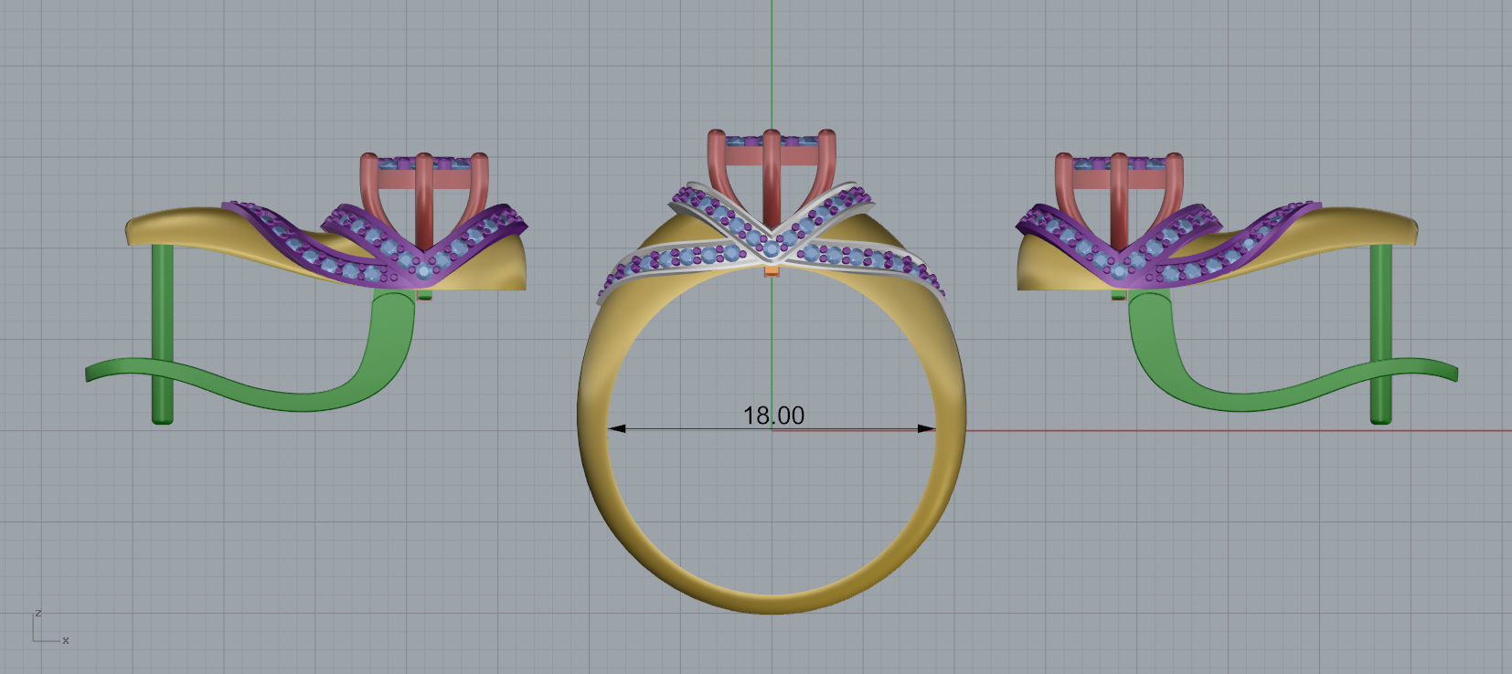 Ring and Earrings Diamond jewelry set 3d print modelC18 3D print model_12