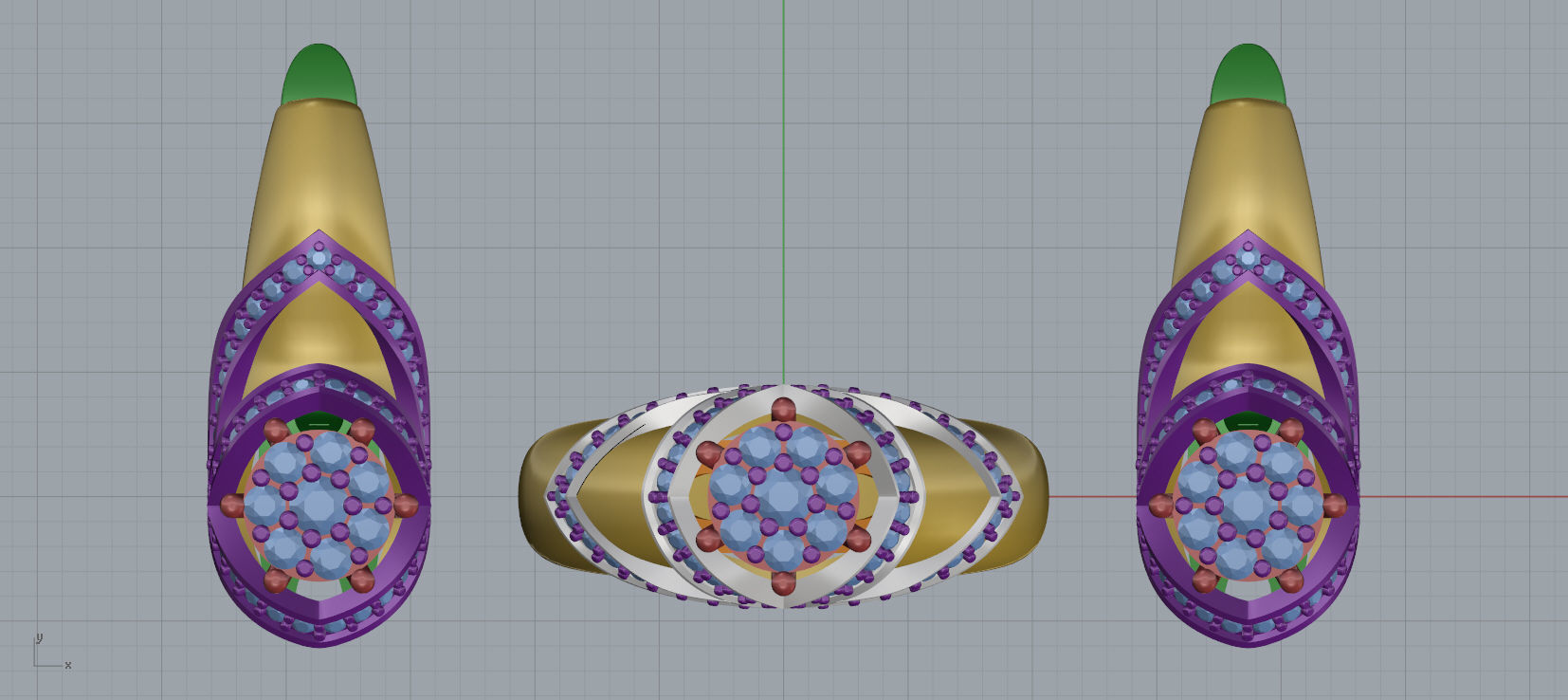 Ring and Earrings Diamond jewelry set 3d print modelC18 3D print model_11