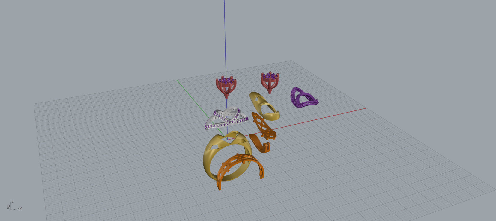 Ring and Earrings Diamond jewelry set 3d print modelC18 3D print model_17