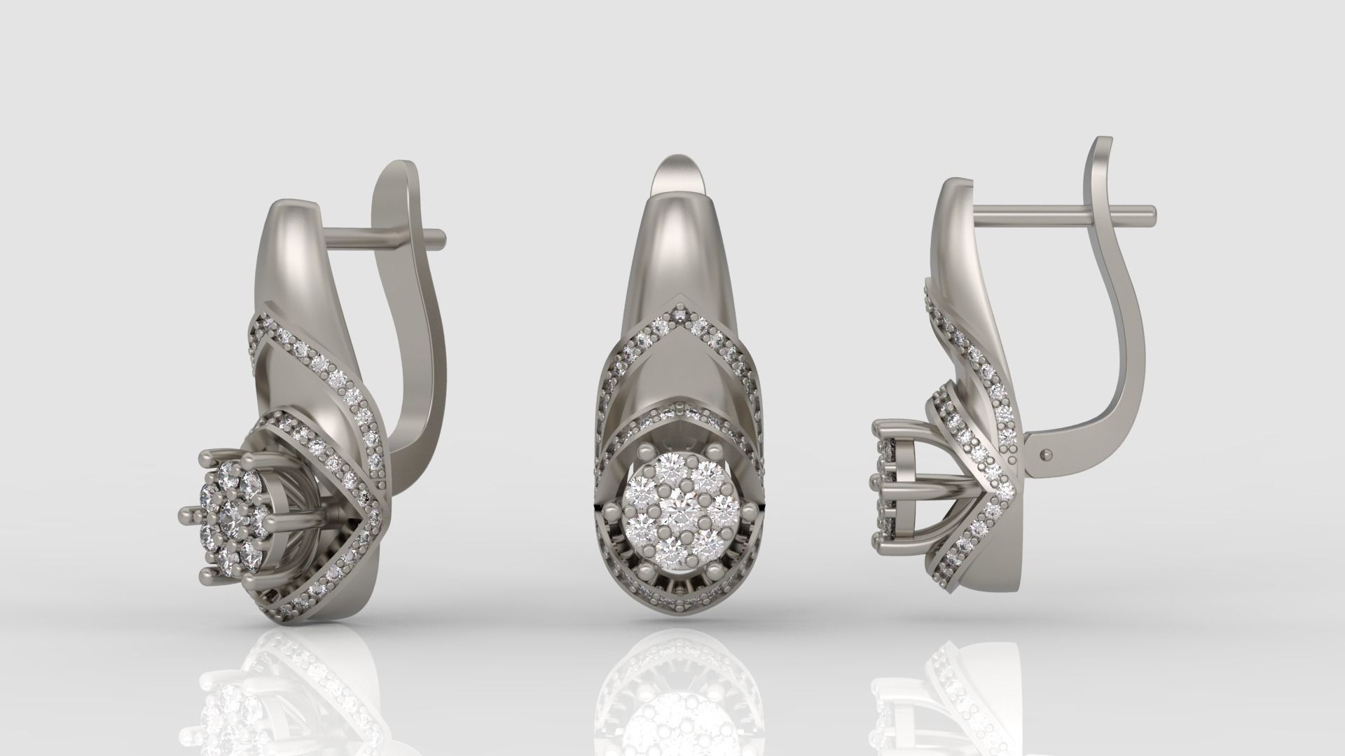 Ring and Earrings Diamond jewelry set 3d print modelC18 3D print model_3