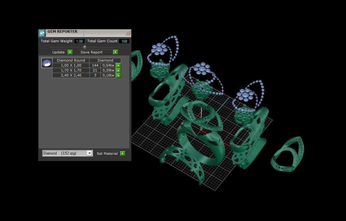 Ring and Earrings Diamond jewelry set 3d print modelC18 3D print model_9