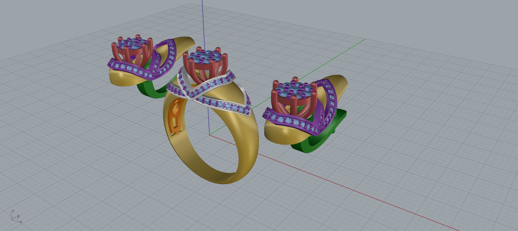 Ring and Earrings Diamond jewelry set 3d print modelC18 3D print model_14