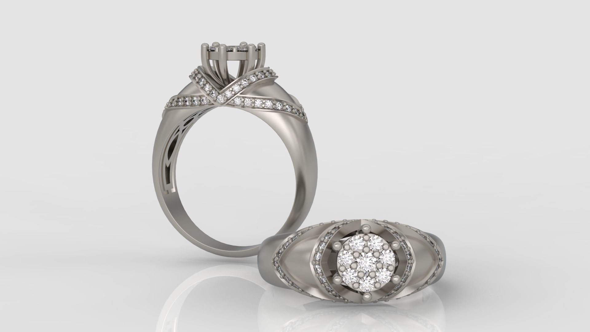 Ring and Earrings Diamond jewelry set 3d print modelC18 3D print model_6