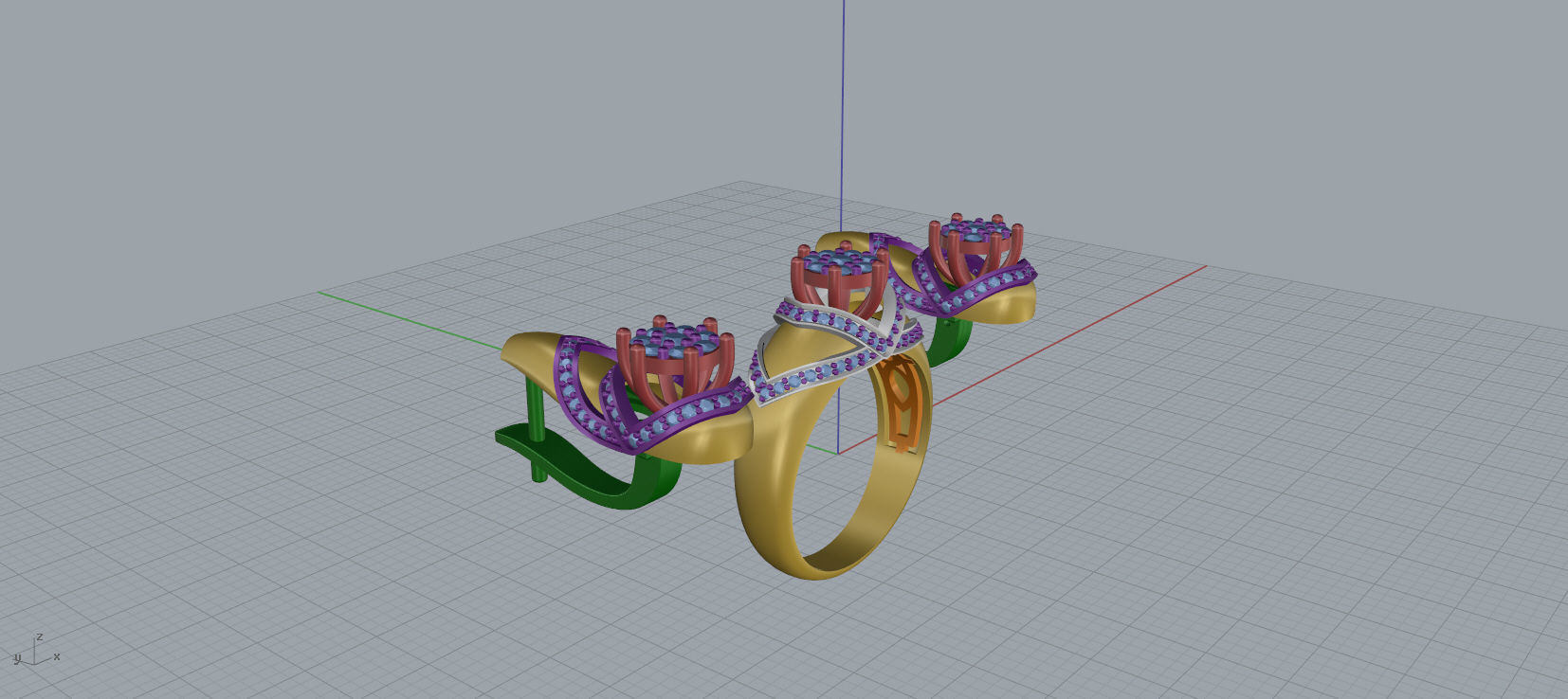 Ring and Earrings Diamond jewelry set 3d print modelC18 3D print model_15