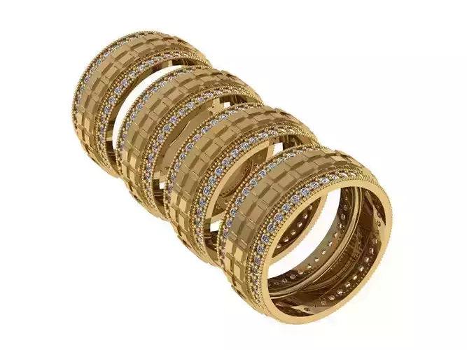 Ring437 four gold plated rings with diamonds