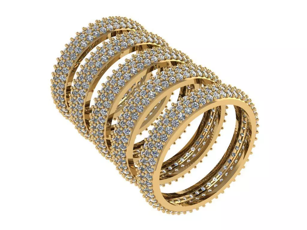 Ring438 gold plated diamond bangles 3D print model_0