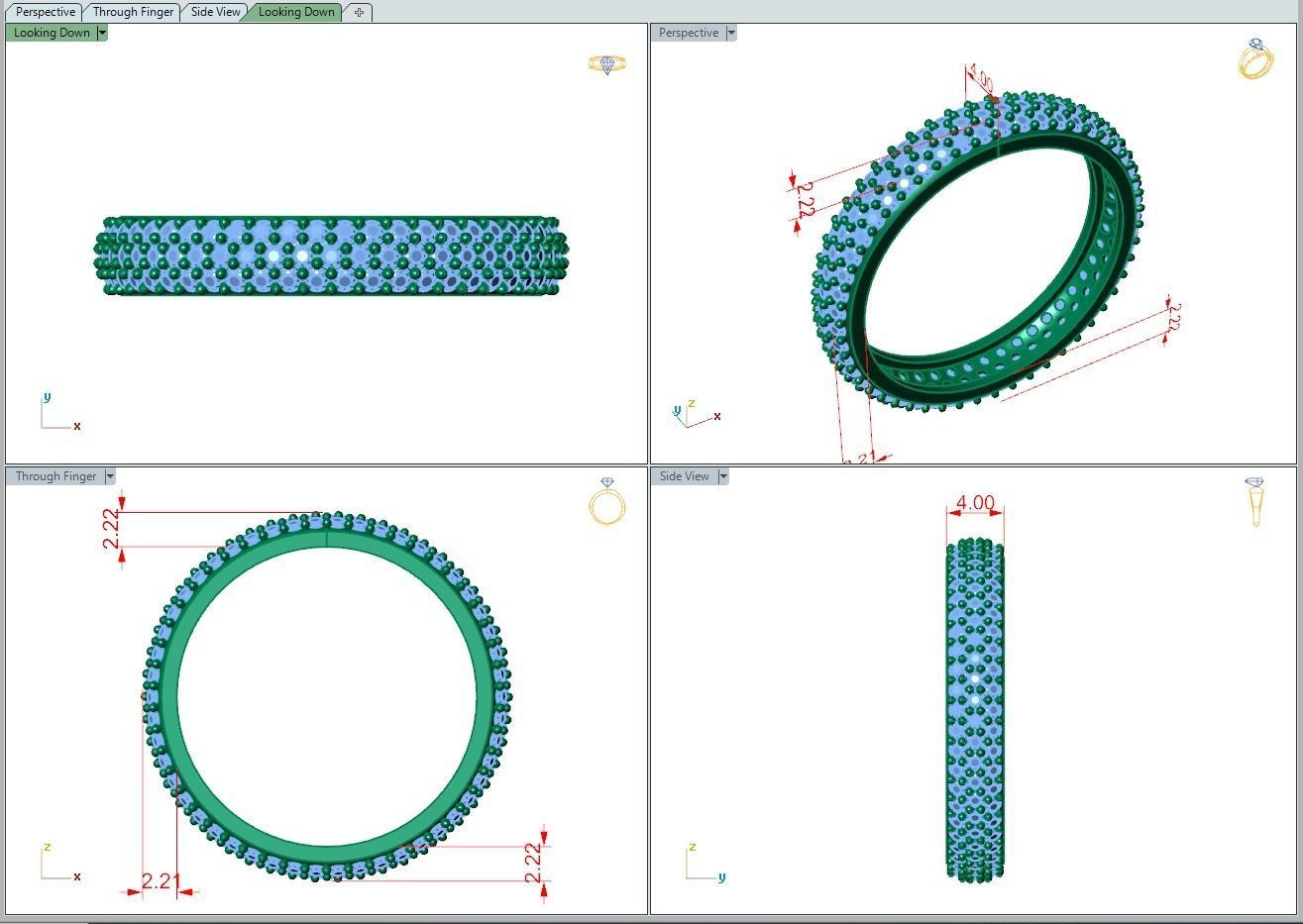 Ring438 gold plated diamond bangles 3D print model_4