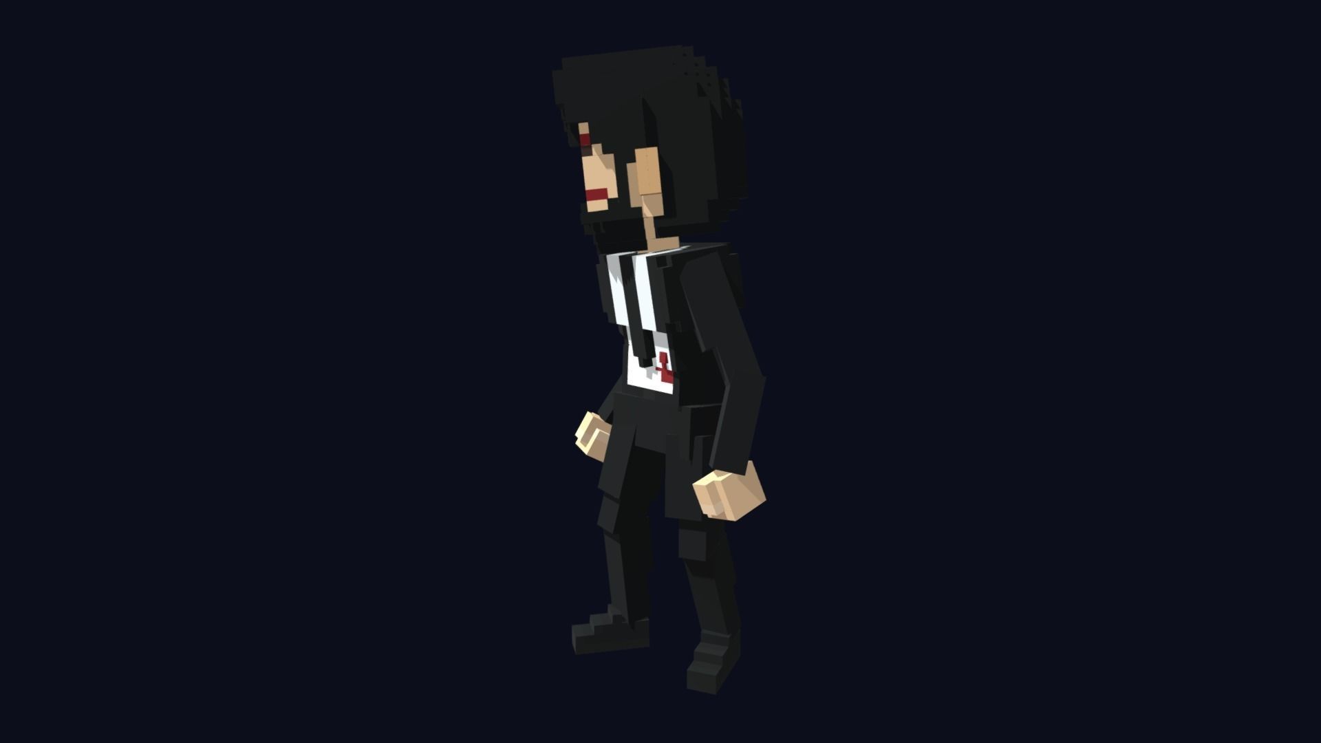 Hitman Character - 3D Voxel Model Low-poly 3D model_2