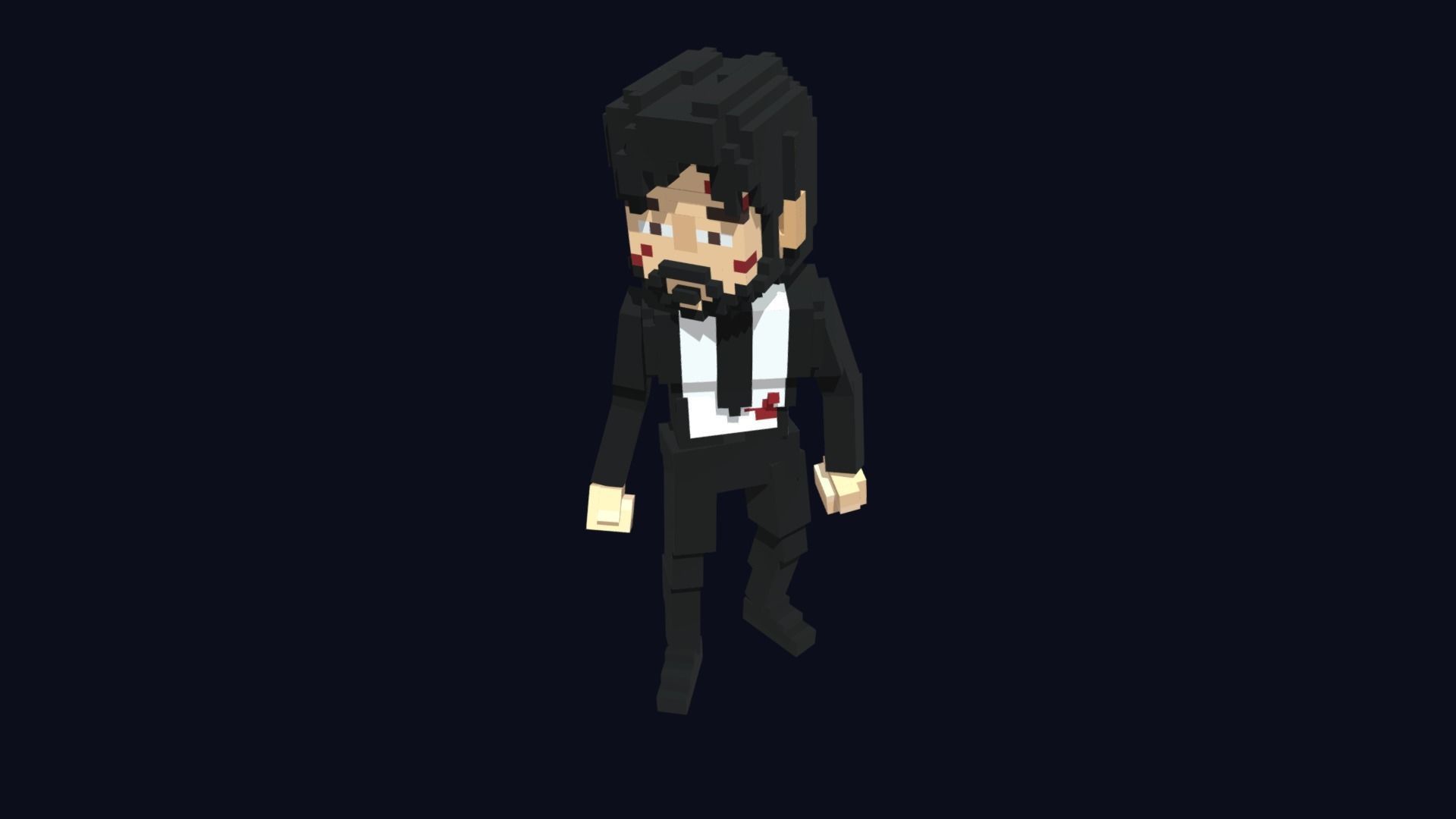 Hitman Character - 3D Voxel Model Low-poly 3D model_6