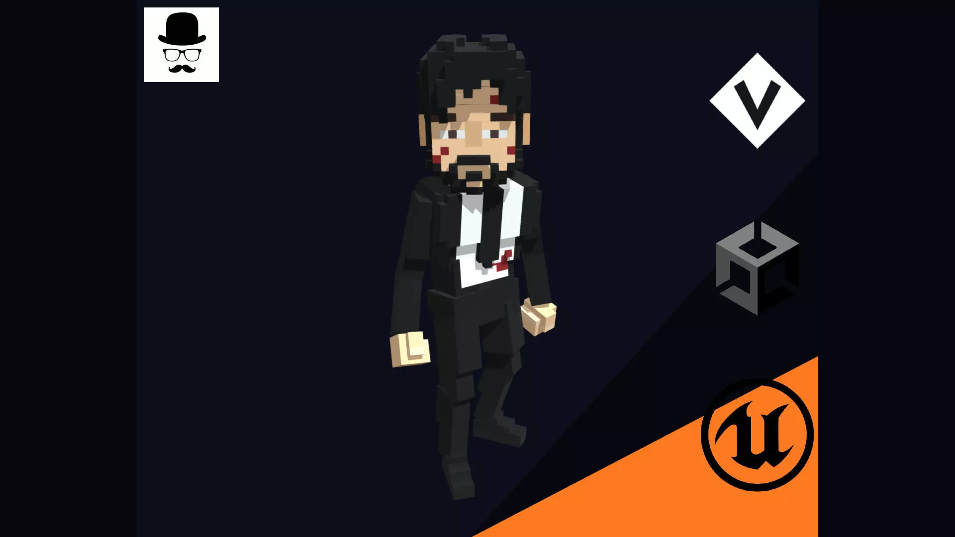 Hitman Character - 3D Voxel Model Low-poly 3D model_0