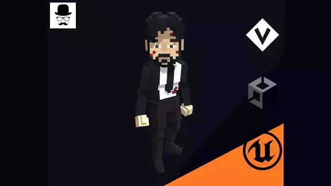 Hitman Character - 3D Voxel Model