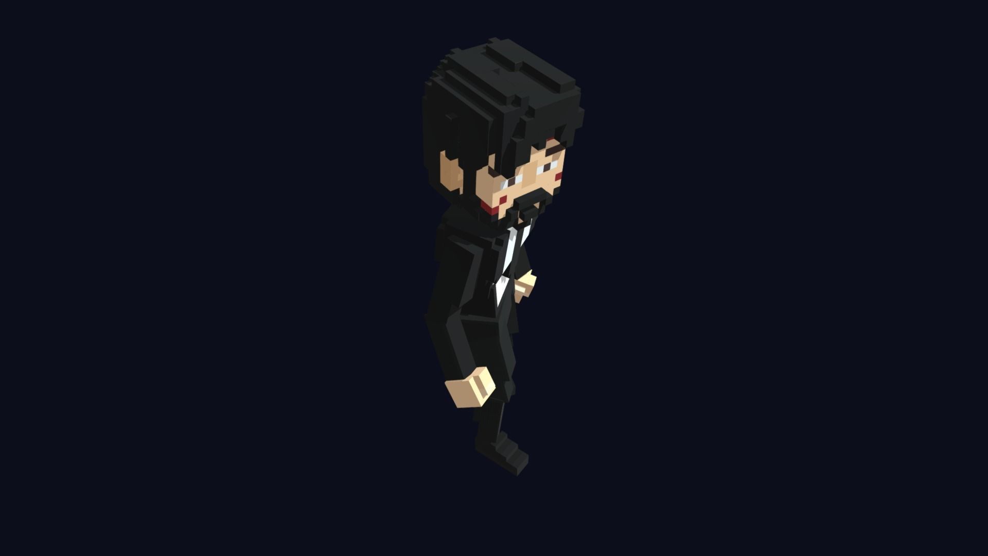 Hitman Character - 3D Voxel Model Low-poly 3D model_5