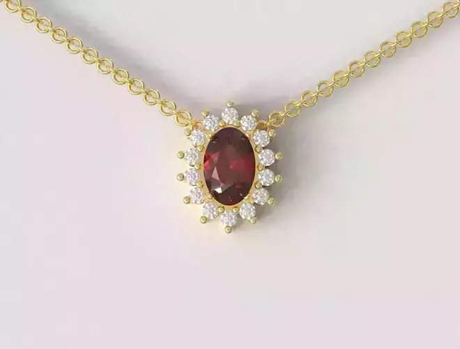 Oval Gemstone Pendant 3D print model