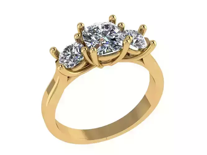 Ring439 three stone engagement ring gold