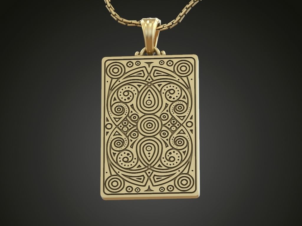 Pendant Playing Card Undead King of Hearts with Skulls in Crown 3D print model_8