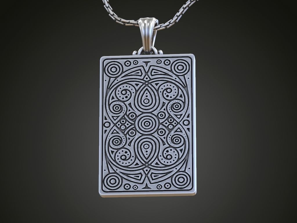 Pendant Playing Card Undead King of Hearts with Skulls in Crown 3D print model_9