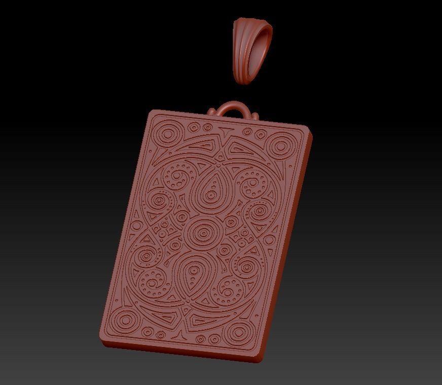 Pendant Playing Card Undead King of Hearts with Skulls in Crown 3D print model_13