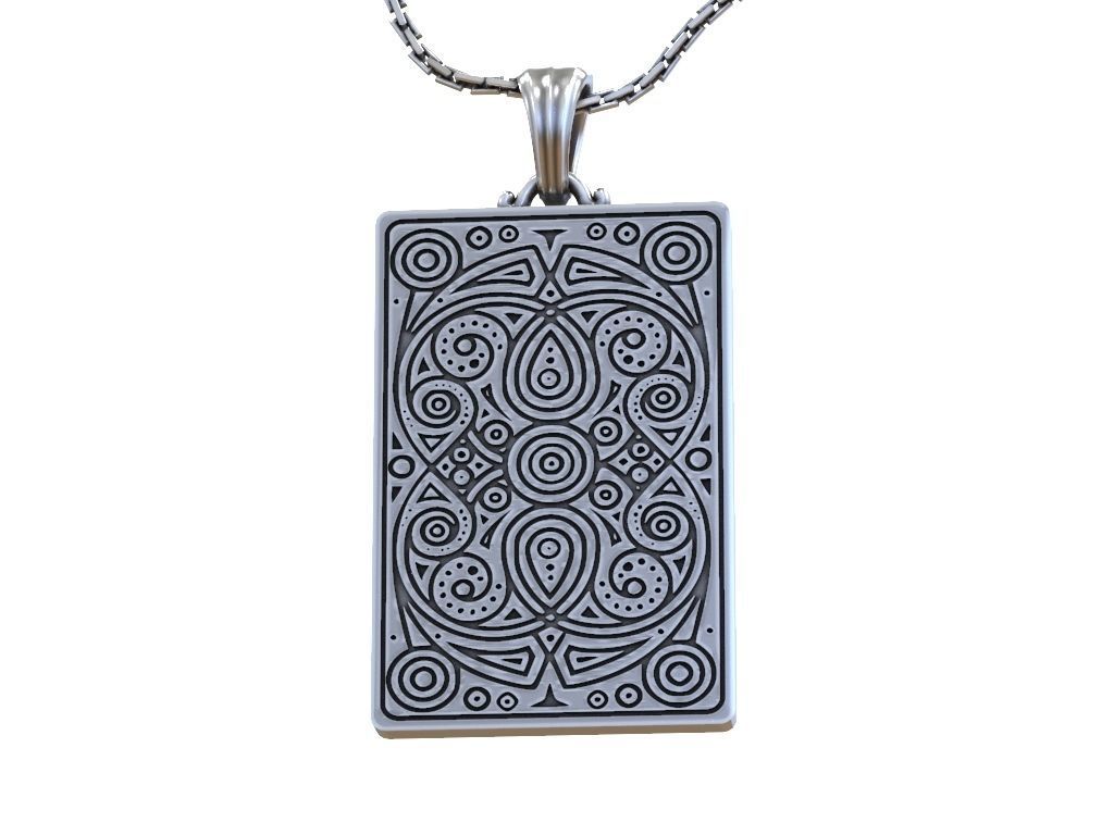 Pendant Playing Card Undead King of Hearts with Skulls in Crown 3D print model_4