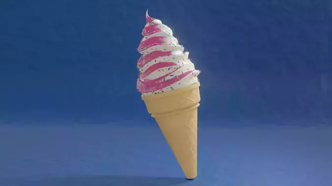 Ice-cream Realistic 3D Model ice cream cone