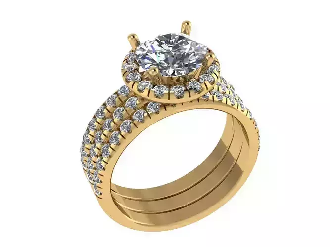 Ring441 gold engagement ring set with diamonds