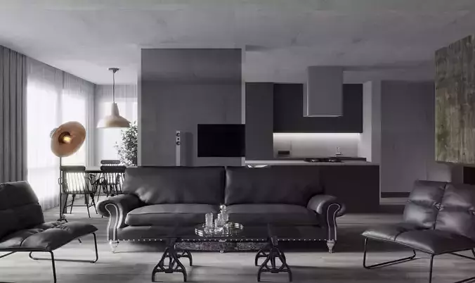 LOFT interior design in cloudy weather