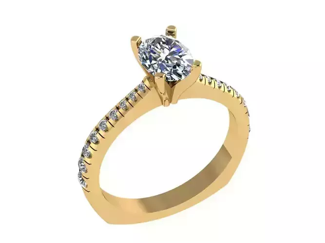 Ring444 diamond engagement ring gold 3D print model