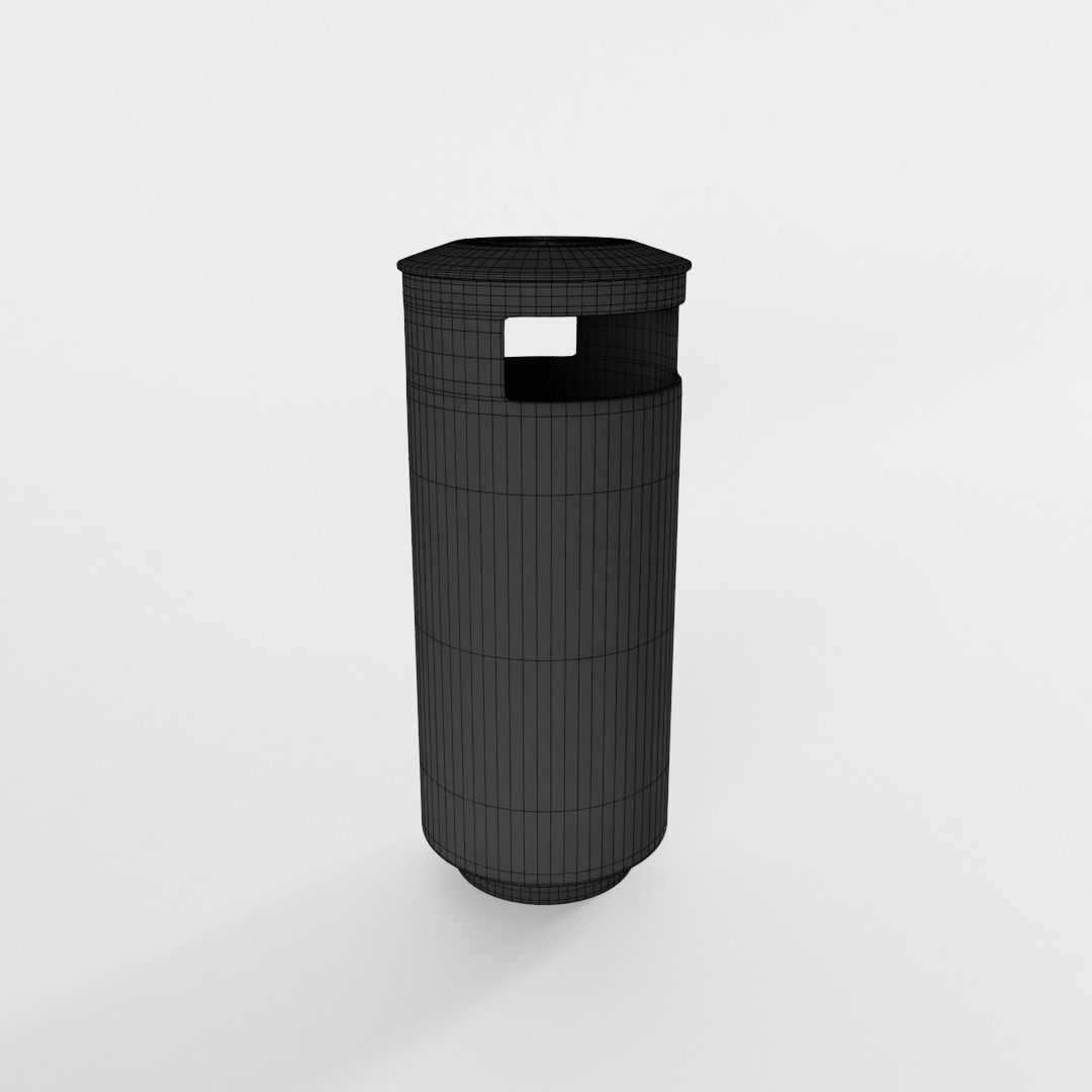 Public Trash Can 3D model_2