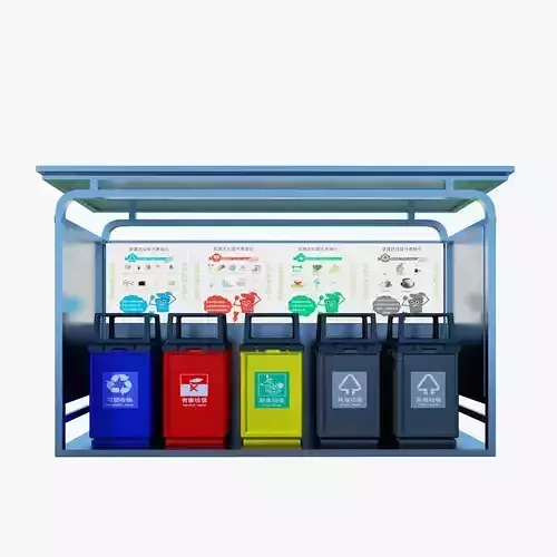 Trashbin 3D model recycling station bins