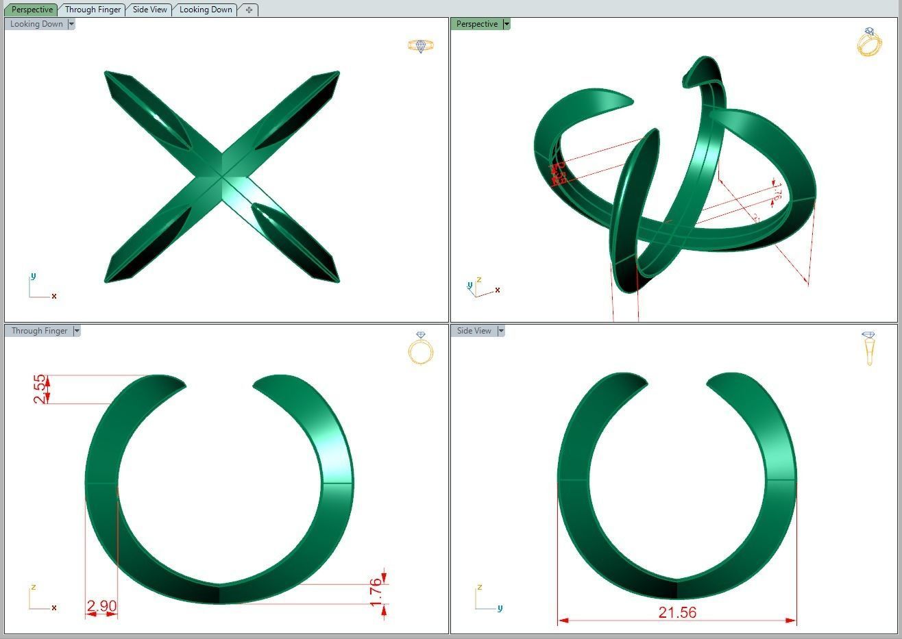Ring446 golden letter x 3D print model_5