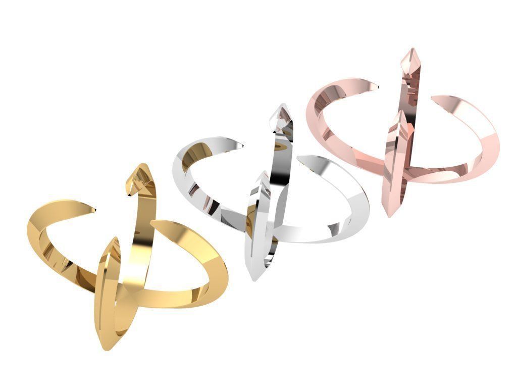 Ring446 golden letter x 3D print model_4