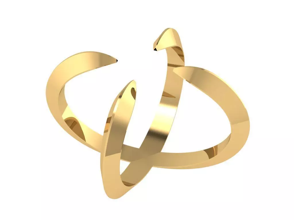 Ring446 golden letter x 3D print model_0