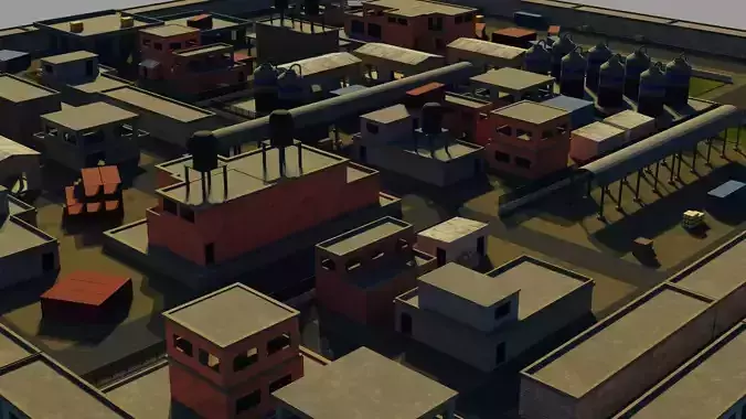 Modular FPS Game Environment and Assets Low-poly 3D model