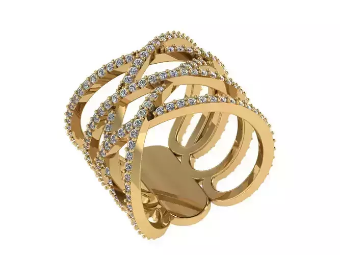 Ring449 gold ring with diamonds 3D print model