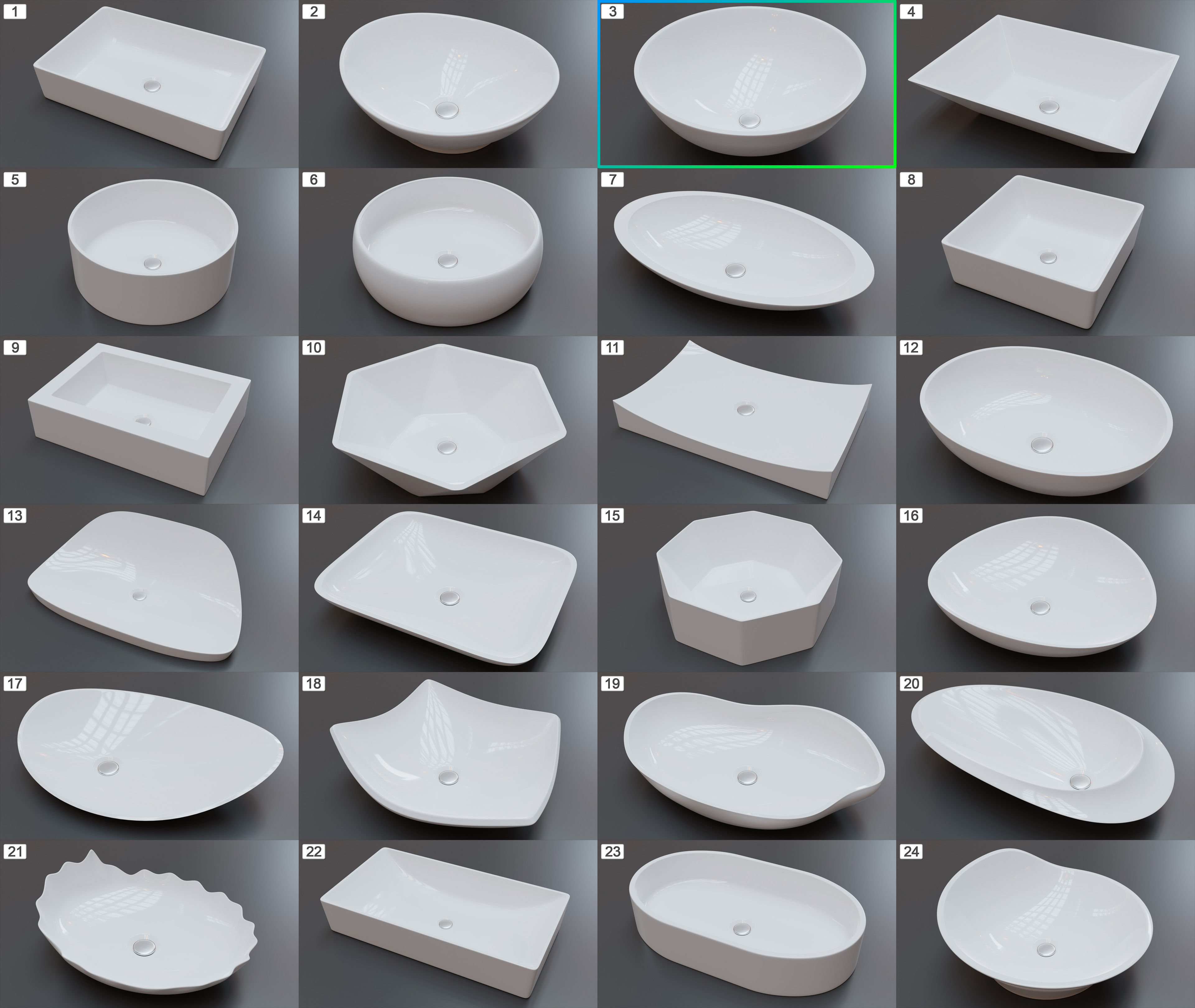 Vessel Sink Number 3 Low-poly 3D model_1