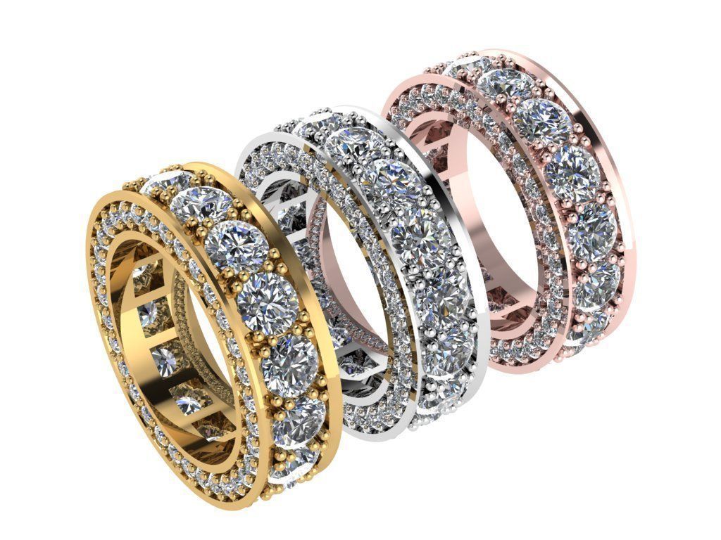 Ring450 diamond eternity ring gold 3D print model_4