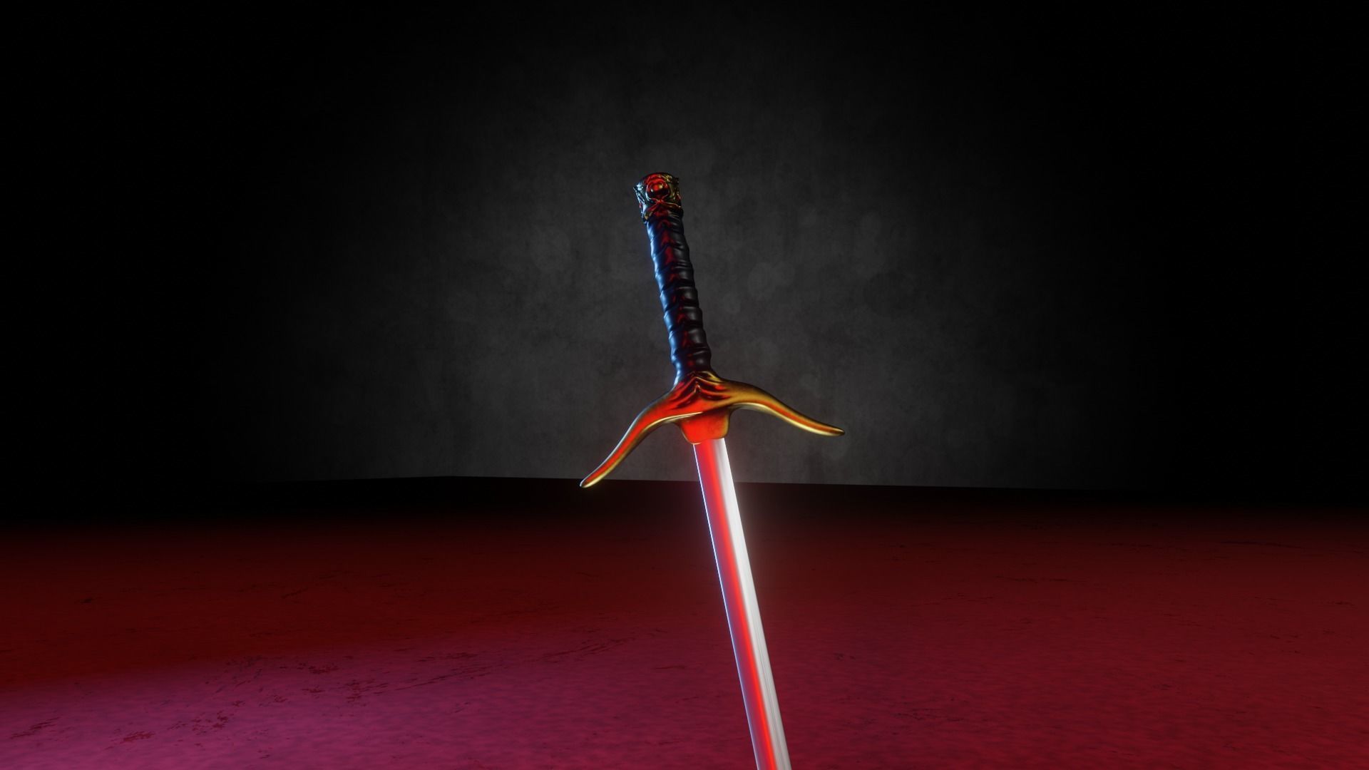 sword gold Low-poly 3D model_4