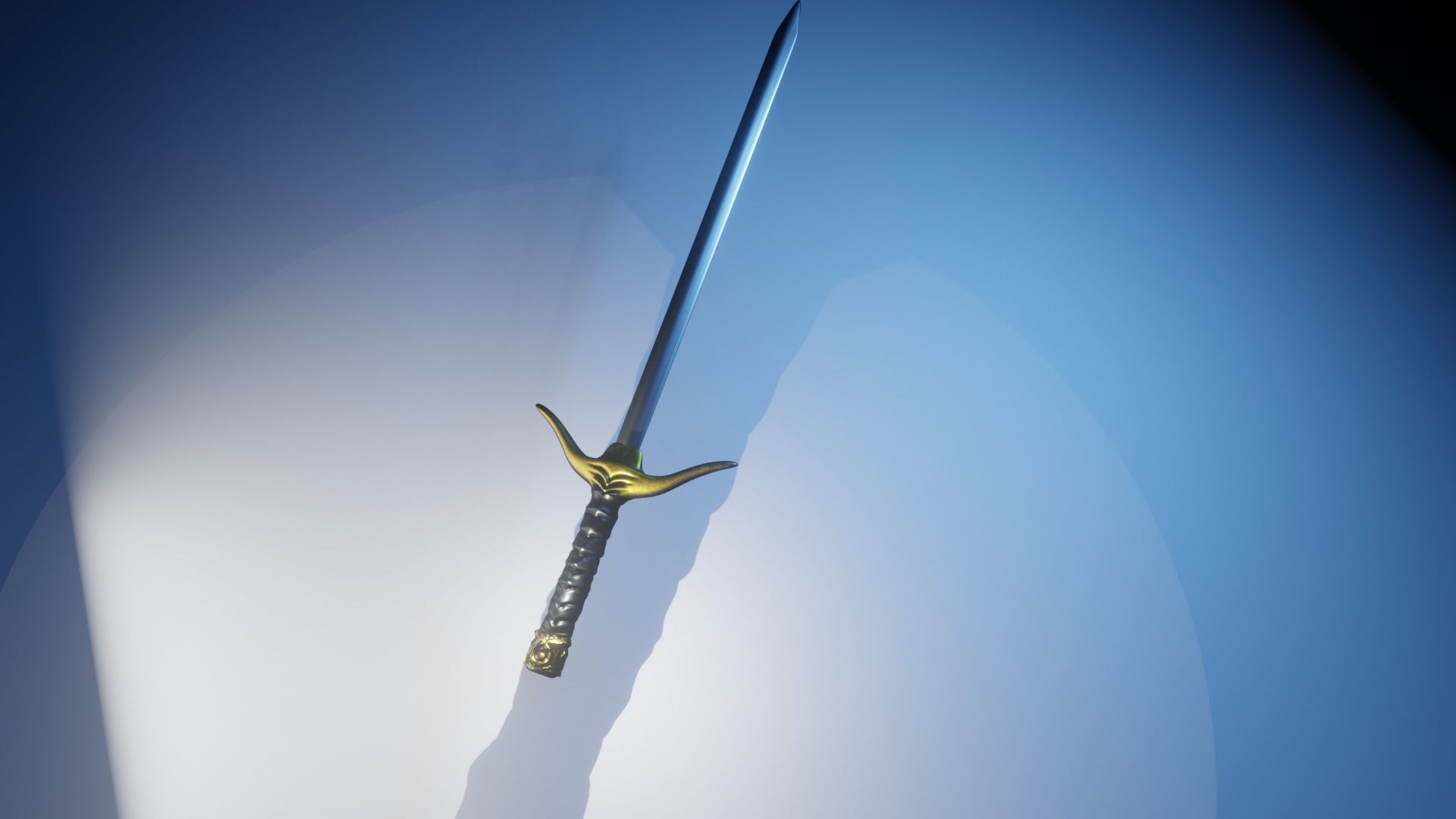 sword gold Low-poly 3D model_3