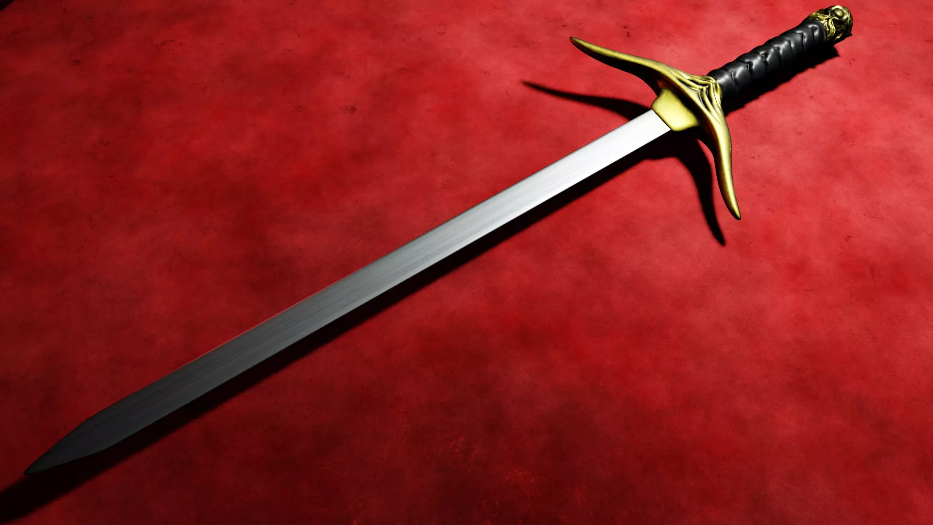 sword gold Low-poly 3D model_0