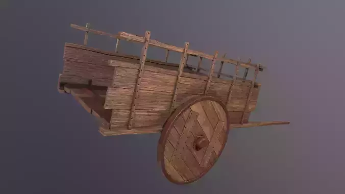 Old Wooden Cart 3D Model