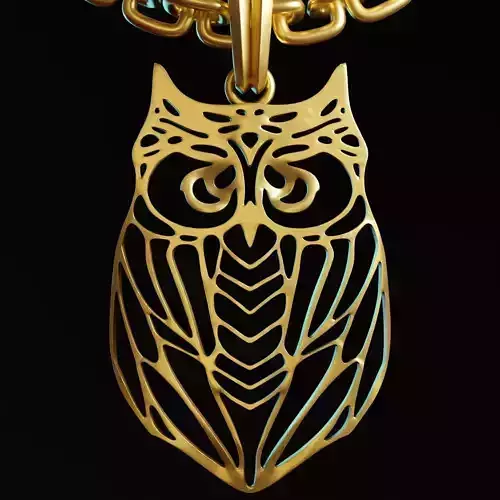 Owl Stylized Wireframe Pendant Amulet Necklace 3D print model