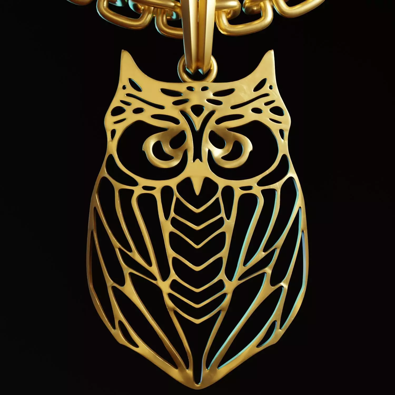 Owl Stylized Wireframe Pendant Amulet Necklace 3D print model_0