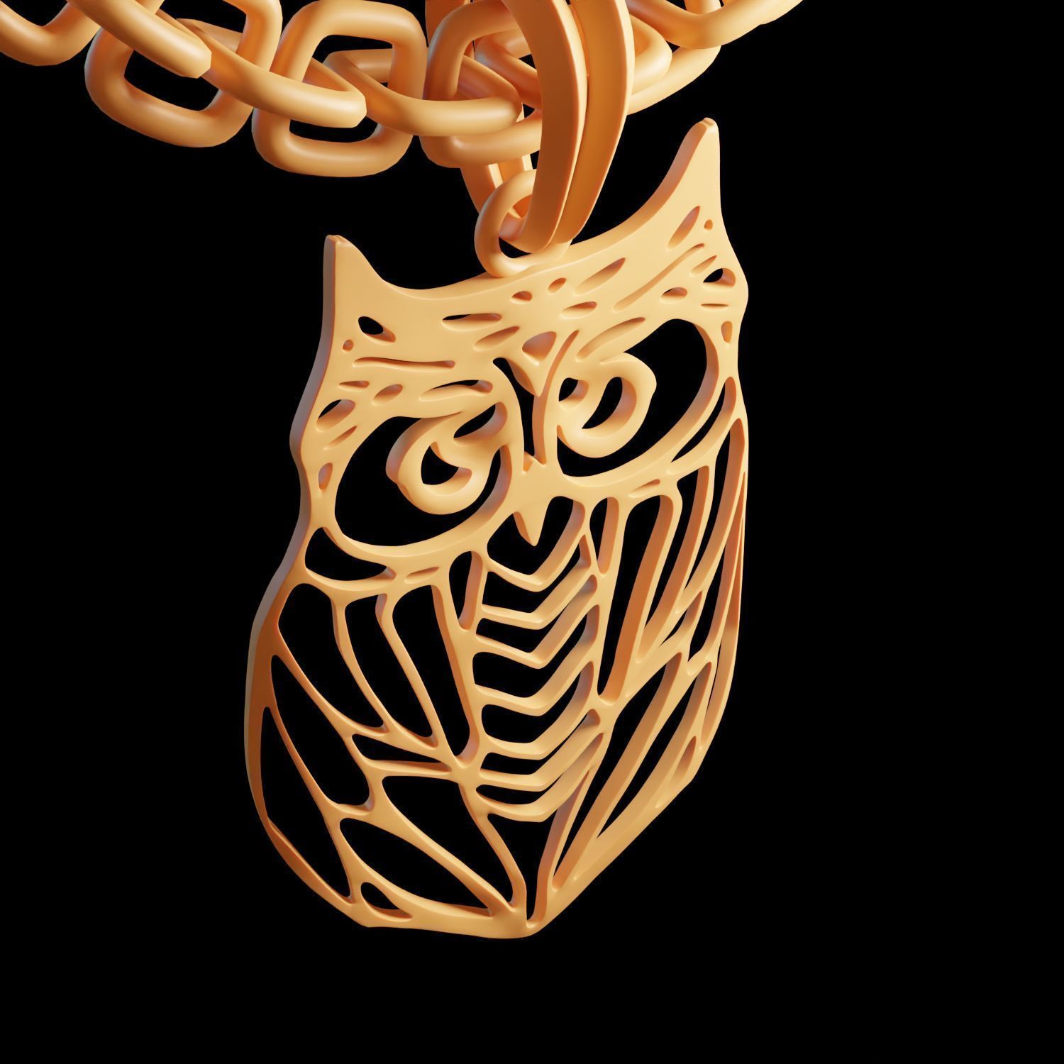 Owl Stylized Wireframe Pendant Amulet Necklace 3D print model_12