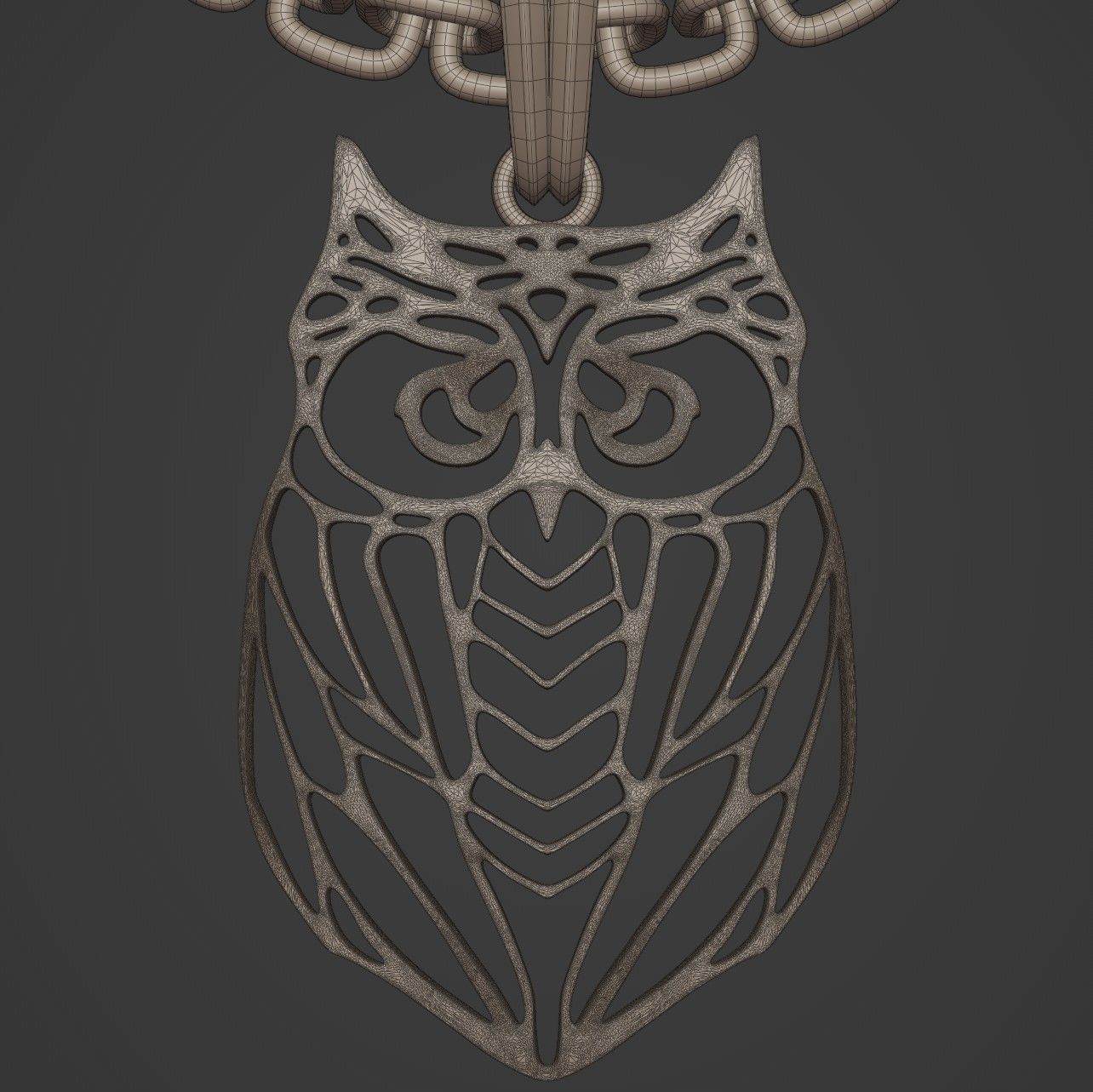 Owl Stylized Wireframe Pendant Amulet Necklace 3D print model_13