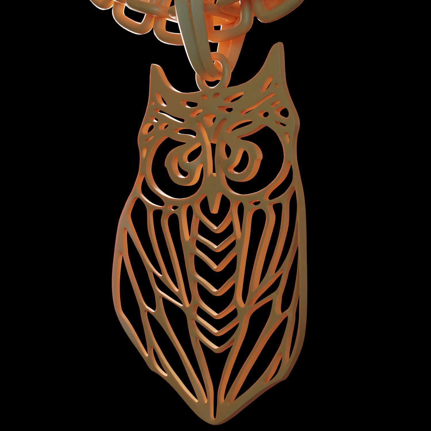 Owl Stylized Wireframe Pendant Amulet Necklace 3D print model_11