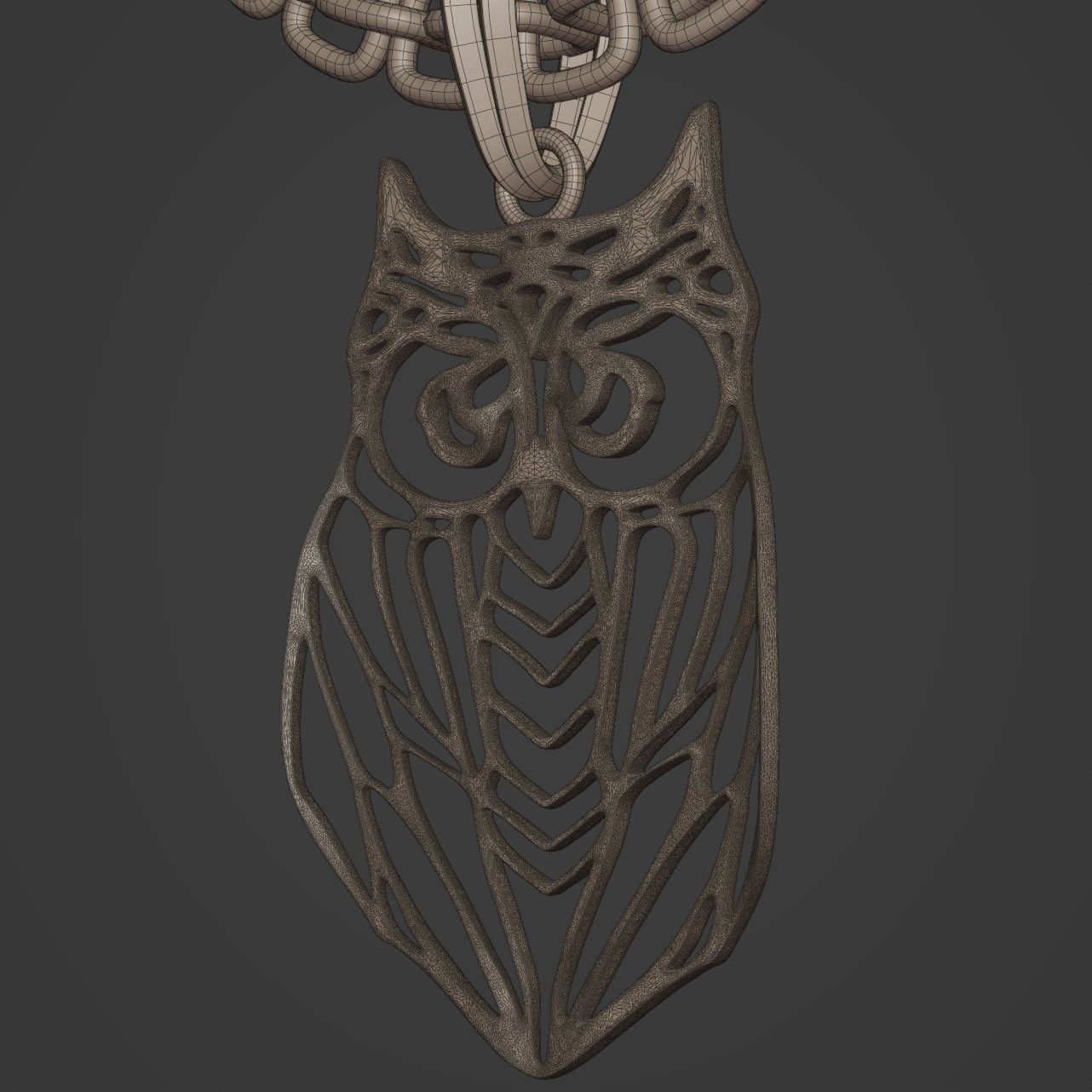 Owl Stylized Wireframe Pendant Amulet Necklace 3D print model_17